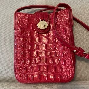 Brahmin Red Croc-Embossed Crossbody Bag Marley Carnation